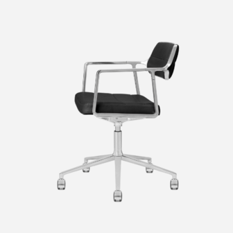 Vipp 453 Swivel met wielen, black leather