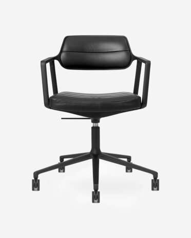 Vipp 453 Swivel met wielen, black leather