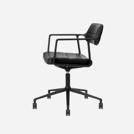 Vipp 453 Swivel met wielen, black leather